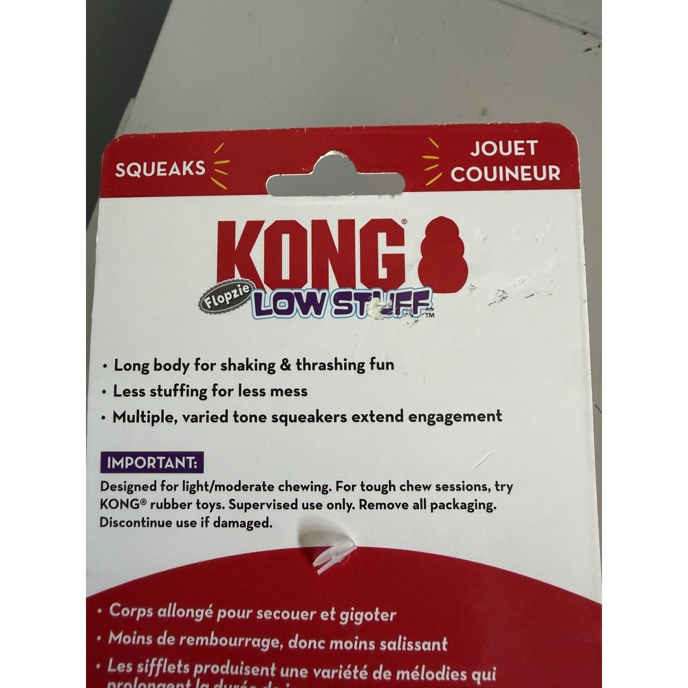 KONG Flopzie Low‎ Stuff Raccoon Dog Toy Squeaky Weighted Medium LWF24 - Picture 13 of 16